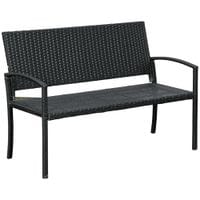 Rattan Loveseat Wicker 2 Seater Chair with Armrests for Garden Outdoor Black