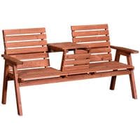 Garden Wooden Convertible 2-3 Seater Bench Companion Chair Loveseat w/Table