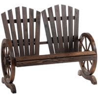 2 Seater Garden Bench Outdoor Loveseats w/Wheel-Shaped Armrests, Carbonized