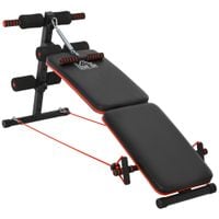 Foldable Sit Up Bench Core Workout Fitness Home Gym Trainer W/Arm Pulling Rope
