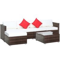 6 Pieces Rattan Furniture Set Patio Garden Sofa Chair Table Wicker841-096