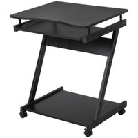 Movable Computer Desk with 4 Moving Wheels Sliding Keyboard Tray Home Black