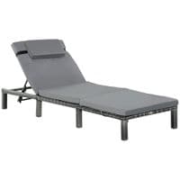 Sun Lounger Rattan Reclining Sun Bed Garden Furniture Recliner Chair w/Cushion841-004V70GY