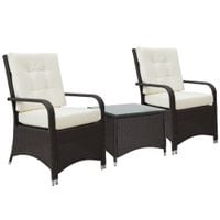 3 Piece Rattan Table Chair Bistro Garden Furniture Set Wicker Table Outdoor Patio841-143V01