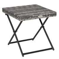 Folding Square Rattan Coffee Table Bistro Balcony Garden Steel Outdoor