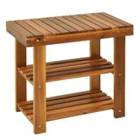 Acacia Wood Shoe Bench 3-Tier Shoe Storage Organizer for Teak, 50x28x45 cm