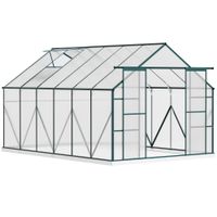 Polycarbonate Walk-In Garden Greenhouse with Double Sliding Door, Adjustable Vent