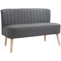 Modern Double Seat Sofa Compact Loveseat Couch Padded Velvet Wood Legs, Grey