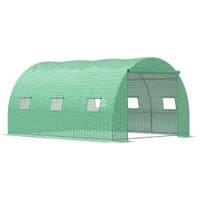 Walk-In Tunnel Greenhouse W/Pe Cover, Zipper Door & Roll Up Window, Green