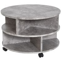 2 Tier Round Coffee Tea Table End Side Desk Sector Divider Shelves Storage