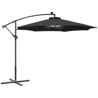 3 (M) LED Patio Banana Umbrella Cantilever Parasol w/Solar Lights & Base, Black