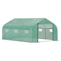Garden Walk-in Tunnel Greenhouse with Roll Up Mesh Door PE Cover 6 Windows845-563V01