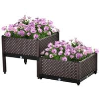 2-Piece Raised Garden Bed Planter Box Flower Vegetables Planting Container