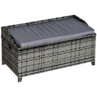 Patio PE Rattan Wicker Storage Basket Box Bench Seat Furniture W/Cushion