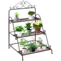 3 Tier Metal Plant Stand Ladder Flower Pot Display Rack Shelf Indoor & Outdoor