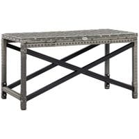 PE Wicker Outdoor Coffee Table W/Plastic Board Under The Full Woven Table Top