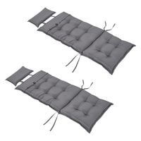 Set of 2 High Back Chair Cushion Patio Seat Pad Chair w/Pillow Indoor Outdoor