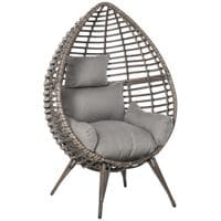 Rattan Wicker Teardrop Chair Lounger Soft Cushioned Poolside Patio Seat867-047V70GY