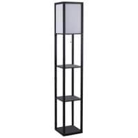 Modern Shelf Floor Lamp Soft Light 3-tier Open Shelves Storage Display, Black