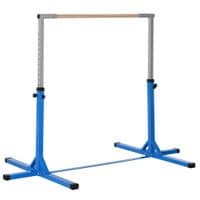 Adjustable Kids Gymnastics Bar Horizontal Training W/Steel Frame Wood Bar Blue
