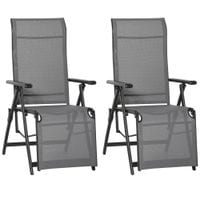 Set of 2 Outdoor Sun Lounger Recliner Chairs with Adjustable Back and Footrest84B-537V01