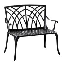 2-Seater Cast Aluminium Garden Bench Decorative Patio Loveseat Ergonomic Armrest