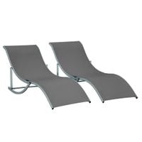 Set of 2 S-shaped Lounge Chair Foldable Sleeping Bed for Outdoor Garden Beach84B-540CG