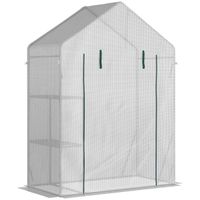 Greenhouse for Outdoor w/2 Tier Shelf Roll-Up Zippered Door PE Cover Green845-621