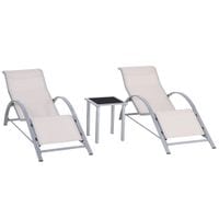 3 Pieces Lounge Chair Set Garden Recliner Chair with Coffee Table for Patio84B-570CW