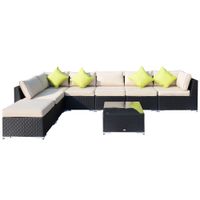 Rattan Outdoor Garden Furniture Patio Corner Sofa Set Weave Wicker Black Brown01-0714
