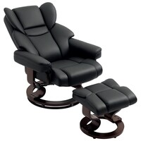 Padded PU Leather Manual Reclining Armchair Sofa Chair W/Footstool Black