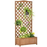 Garden Wooden Planter Box with Trellis Lattice Flower Raised Bed, 76x36x170cm