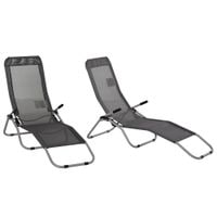 Set of 2 Outdoor Patio Chaise Recliner Portable Lounge Chair Adjustable Backrest