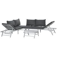 3 Pcs Garden Seating Set w/Sofa Lounge Coffee Table Outdoor Patio Furniture