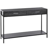 Console Table Worktop Bottom Shelf Two Drawer Industrial Minimal Style Grey Wood