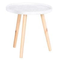 Bedside Round Table W/Solid Wood Legs Sofa End Side Coffee Table Bedroom - 40