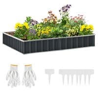 Metal Raised Garden Bed No Bottom DIY Large Steel Planter Box W/Gloves