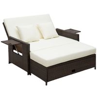 Outdoor Garden Rattan Furniture Set 2 Seater Patio Sun Lounger Daybed Sunbed01-0777