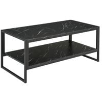 Elegant Two-Tier Marble Effect Coffee Table Metal Frame 106L X 50W x45H cm