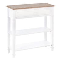 White Console Table Hallway Side Desk w/Drawer 2 Shelves Worktop Retro Elegant