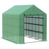Poly Tunnel Wallk-in Greenhouse Cover Shelves Garden Plant House 244x180x210cm