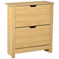 Shoe Storage Cabinet 4 Shelves 2 Drawers Tabletop 4 Legs Modern Unit Brown