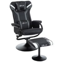 Video Game Chair and Footrest Set with Pedestal Base for Home Office Grey
