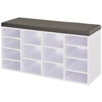 Shoe Storage Rack Cabinet Bench w/14 Compartments Cushion Moving Shelves Home837-067V70WT