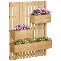 Wall-mounted Garden Planters with Trellis and 3 Movable Planter Boxes Natural