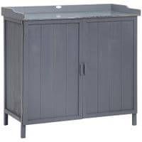 Garden Storage Cabinet, Tool Shed, Potting Bench Table with Galvanized Top