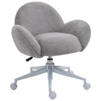 Fluffy Leisure Chair Office Chair W/Backrest and Armrest for Bedroom Grey