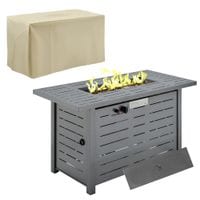 Outdoor Propane Fire Pit Table 50000 BTU Gas Firepit w/Cover and Lava Rocks