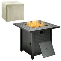 Square Propane Fire Pit Table 40000 BTU Gas Firepit w/Rain Cover & Lava Rocks