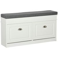 Shoe Storage Bench with Seat Cushion Cabinet Organizer with 2 Drawers White